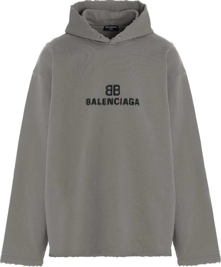 

Худи Balenciaga Distressed BB Pixel Hoodie 'Taupe', серый