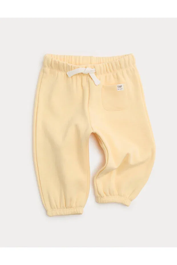 Детские джоггеры для девочек из хлопкового флиса, Marks & Spencer, Yellow