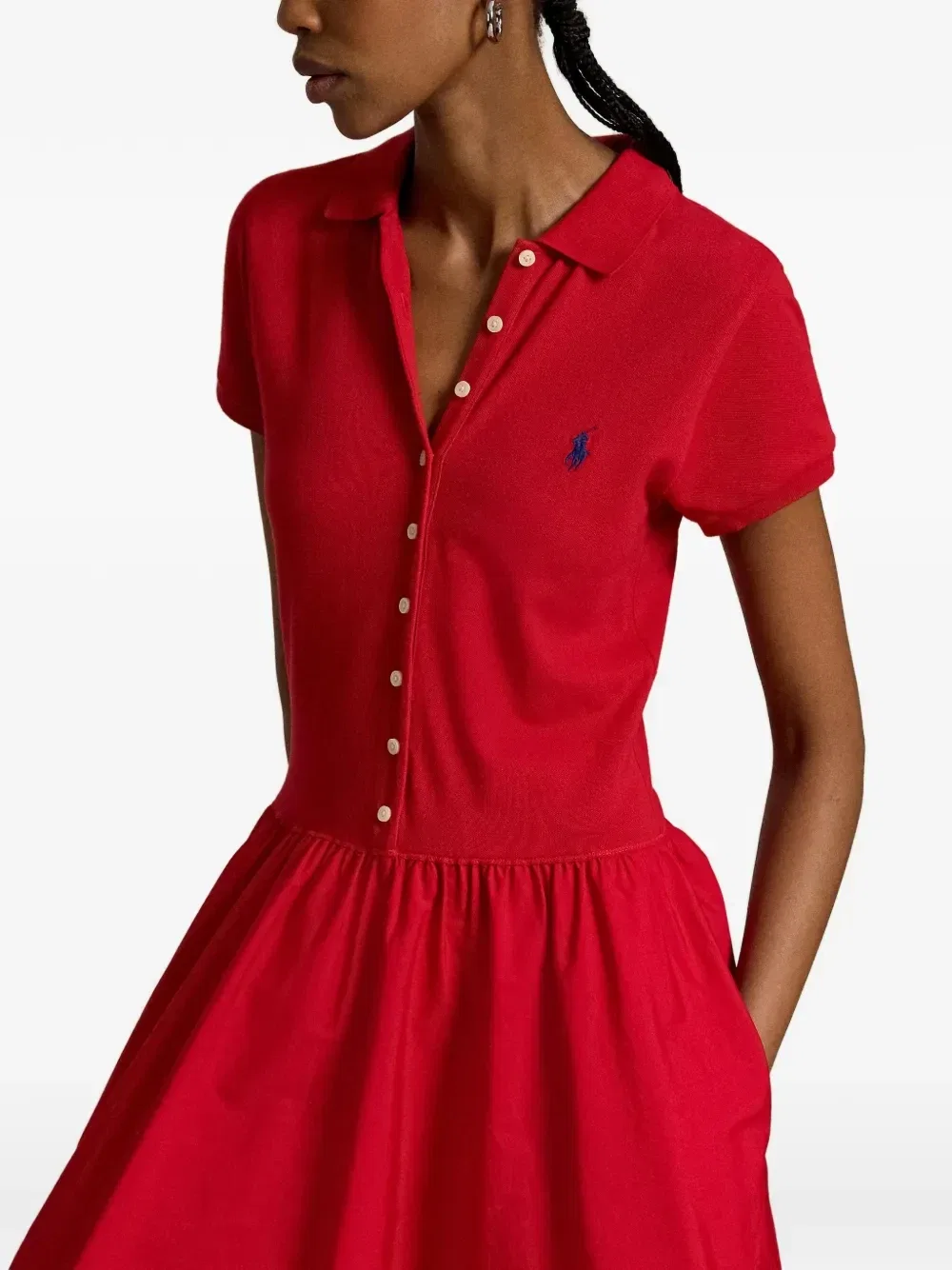 Платье миди с воротником поло Polo Ralph Lauren, красный — фото 4