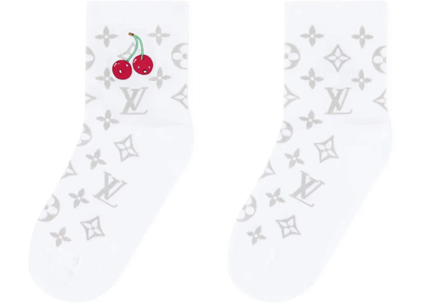 Унисекс носки Louis Vuitton x Takashi Murakami Monogram Cherry, White — фото 2