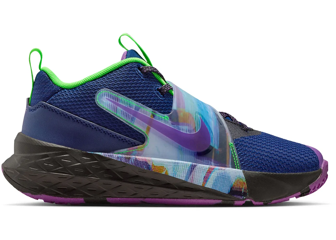Детские кроссовки с принтом Nike Team Hustle D 12 Nike, Blue Void/Black/Green Strike/Vivid Purple