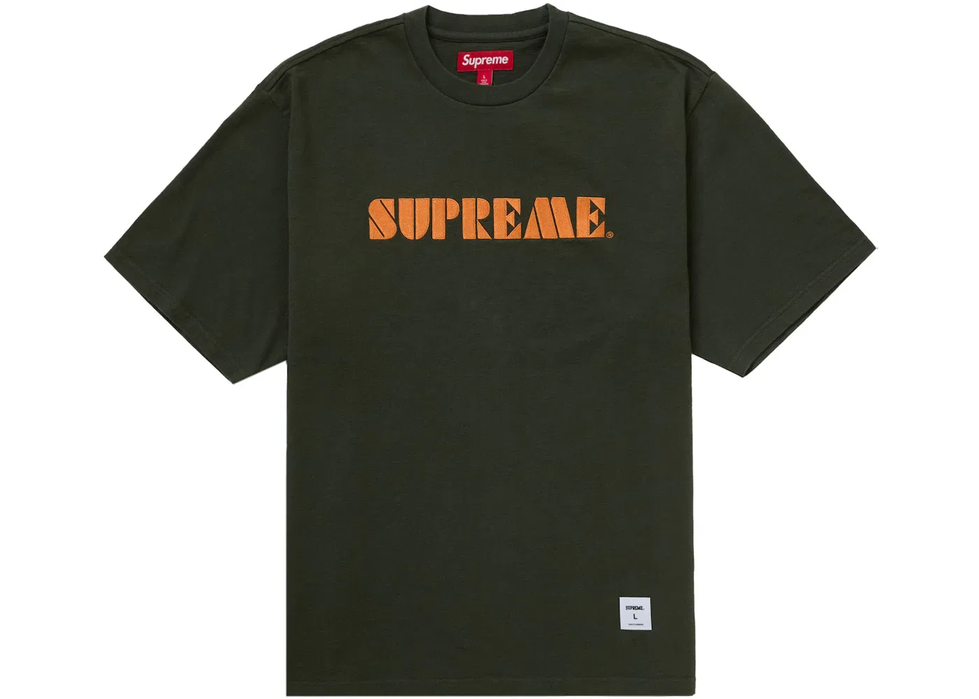 Мужская футболка с вышивкой Supreme Stencil Embroidered S/S Top Supreme, Green