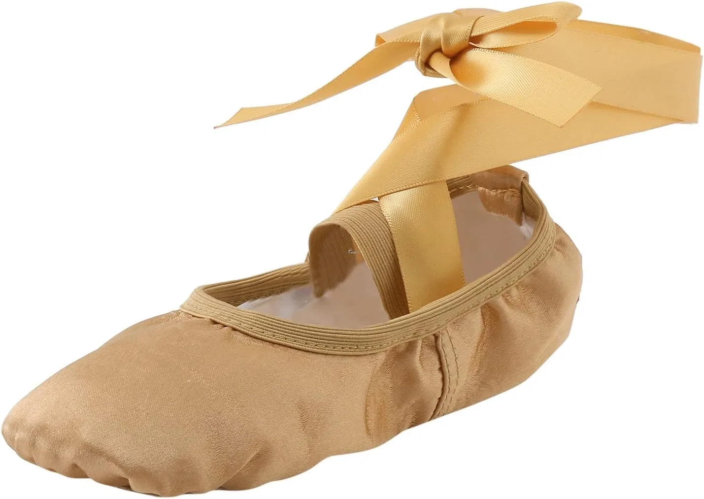 Детские балетки для девочек с лентами Ballet Shoes for Girls, Khaki
