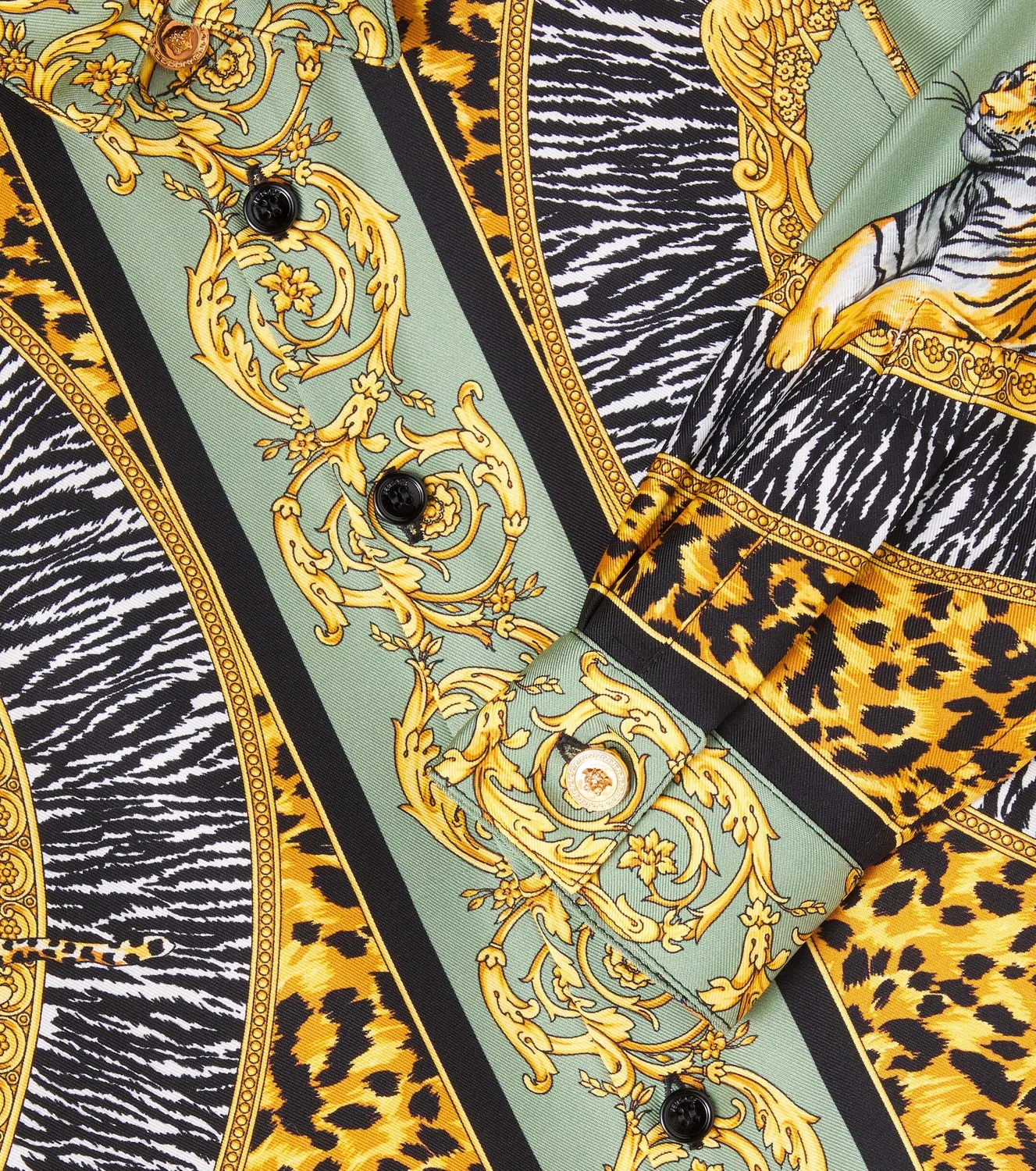 Шелковая рубашка с принтом Versace Kids, мультиколор — фото 2