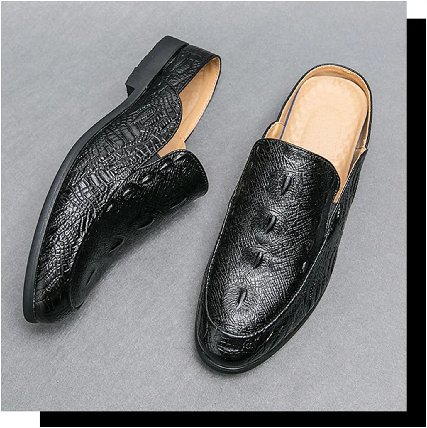 

Мужские модные мюли без задника из натуральной кожи, сандалии с узором, удобные, антискользящие, дышащие Vannida, коричневый