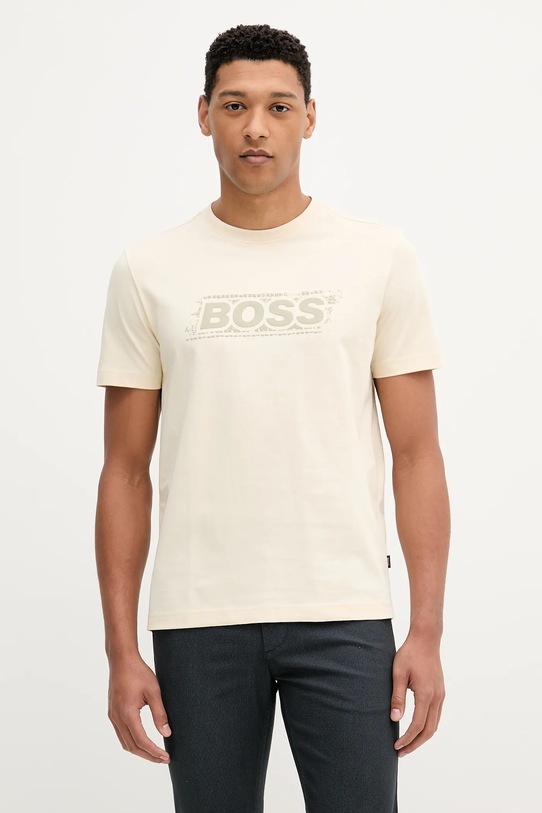 

Хлопковая футболка Boss Orange, бежевый