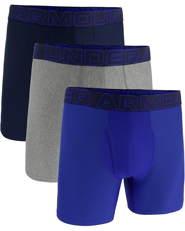 

Боксеры Under Armour 3-Pack Performance Tech Solid 6" Boxer Briefs, цвет Royal