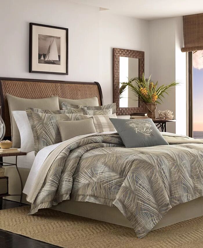 

Двусторонний комплект одеял Tommy Bahama из рафии Palms, королева Tommy Bahama Home, коричневый