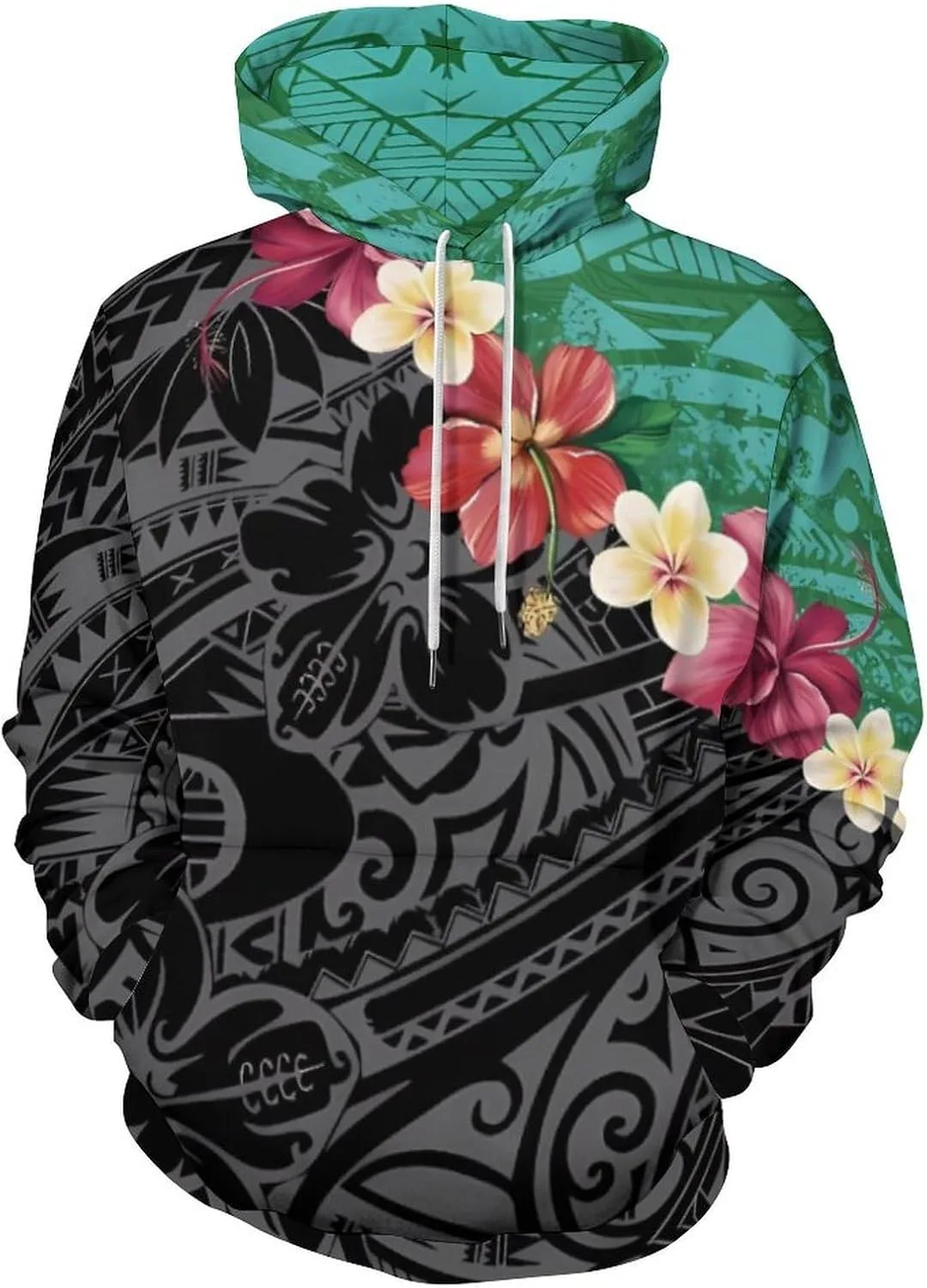 

Толстовка с капюшоном Polynesian Tribal с цветочным принтом Plumeria DUOLIFU