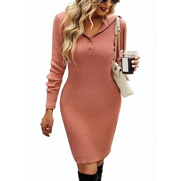 

Женское платье-свитер с длинным рукавом и v-образным вырезом Xuba, Champagne