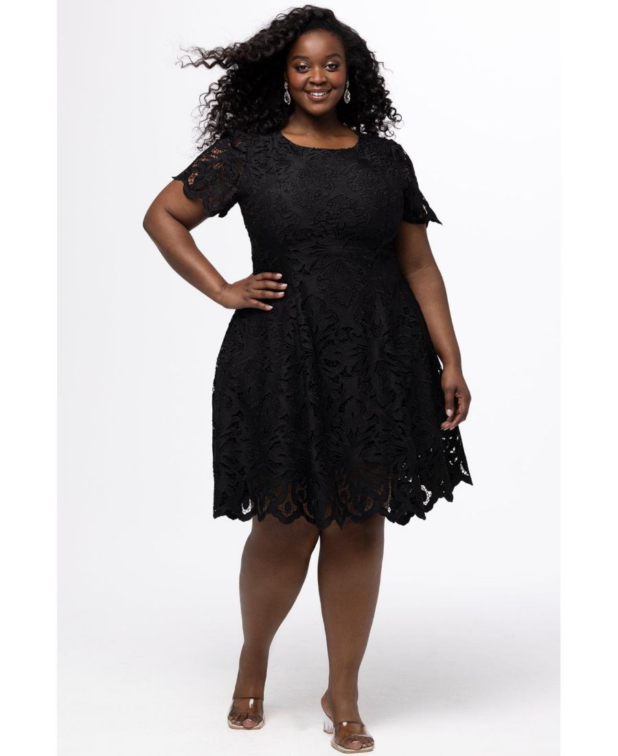 

Женское кружевное маленькое черное вечернее платье с короткими рукавами Celebrations by Sydney's Closet, Black