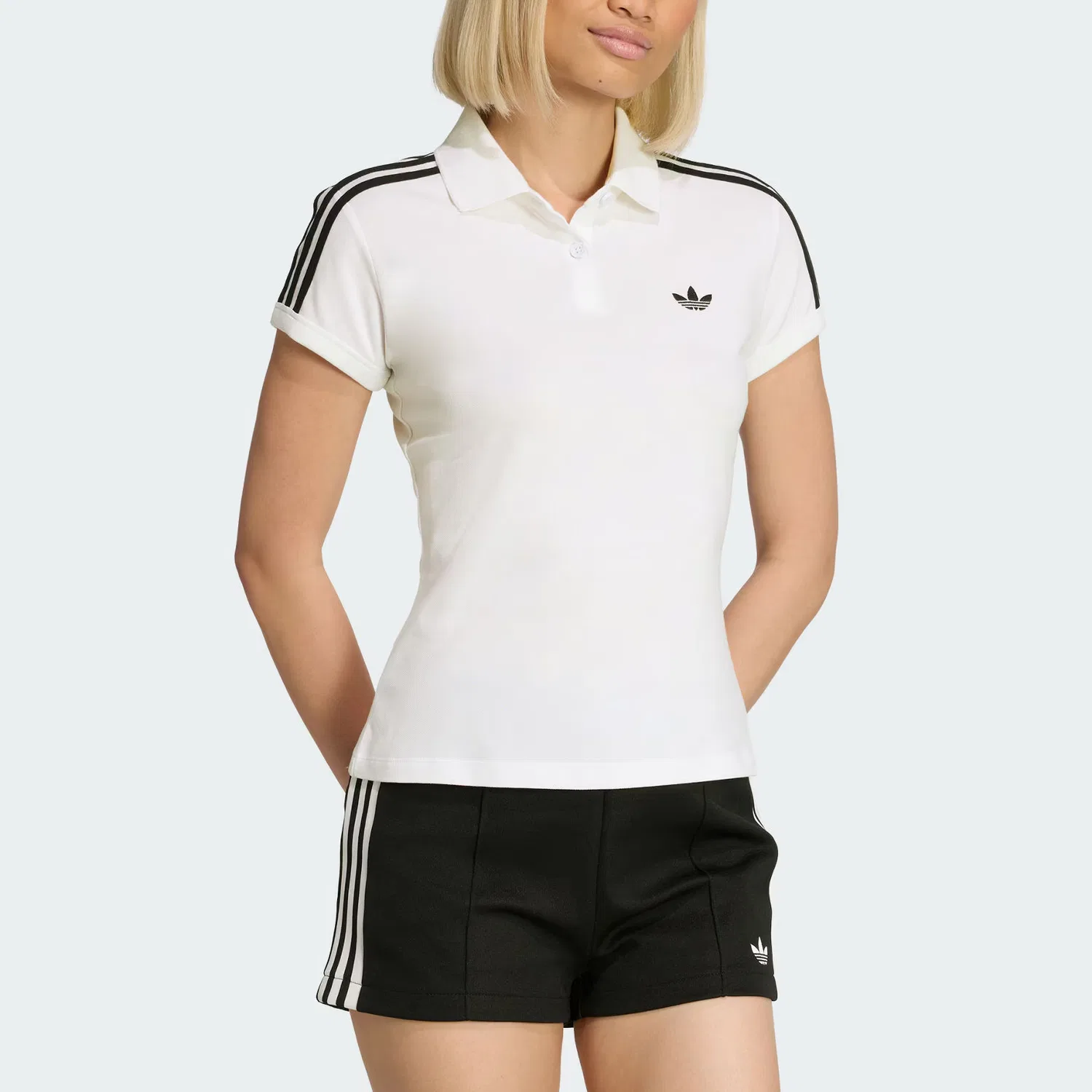 Женское поло adicolor Adidas Originals, White/Black — фото 3