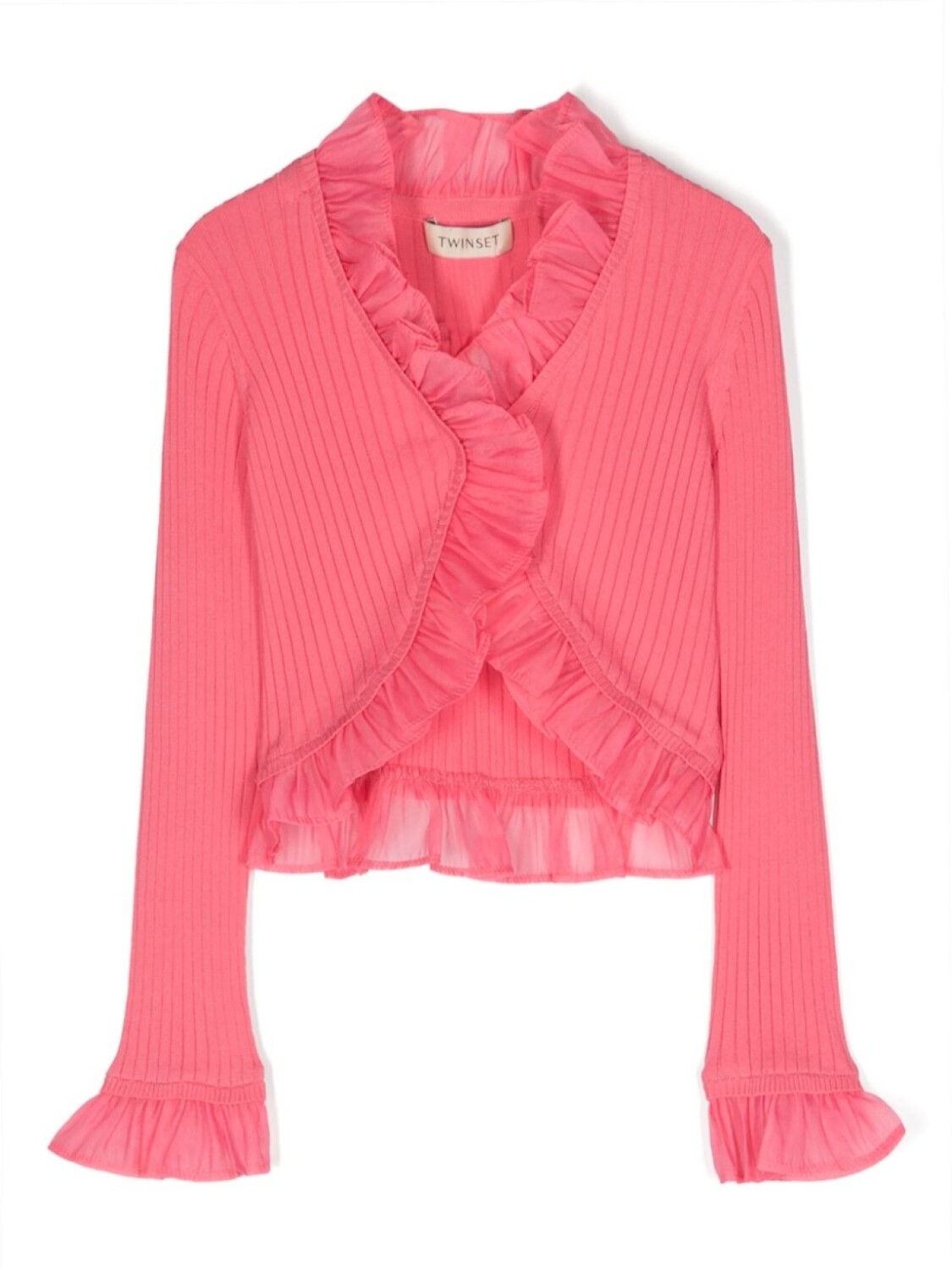 

Кардиган с оборками TWINSET Kids, розовый