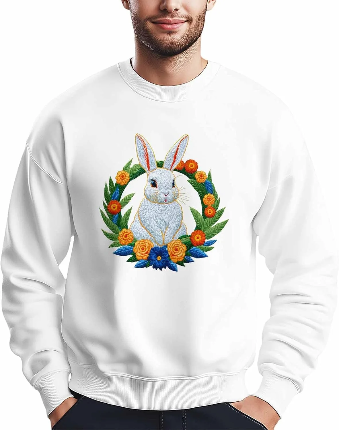 

Мужской свитшот Rabbit с принтом желтых и оранжевых цветов и листьев Winvebermior