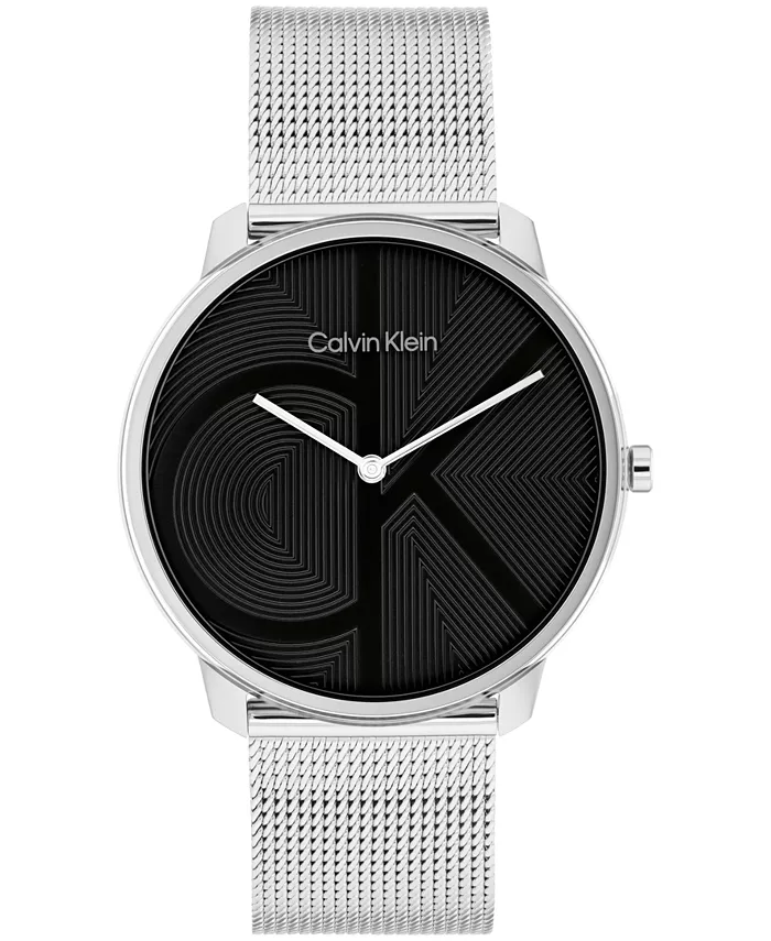 

Унисекс-браслетные часы Iconic Silver с сетчатым ремешком из нержавеющей стали, 40 мм Calvin Klein