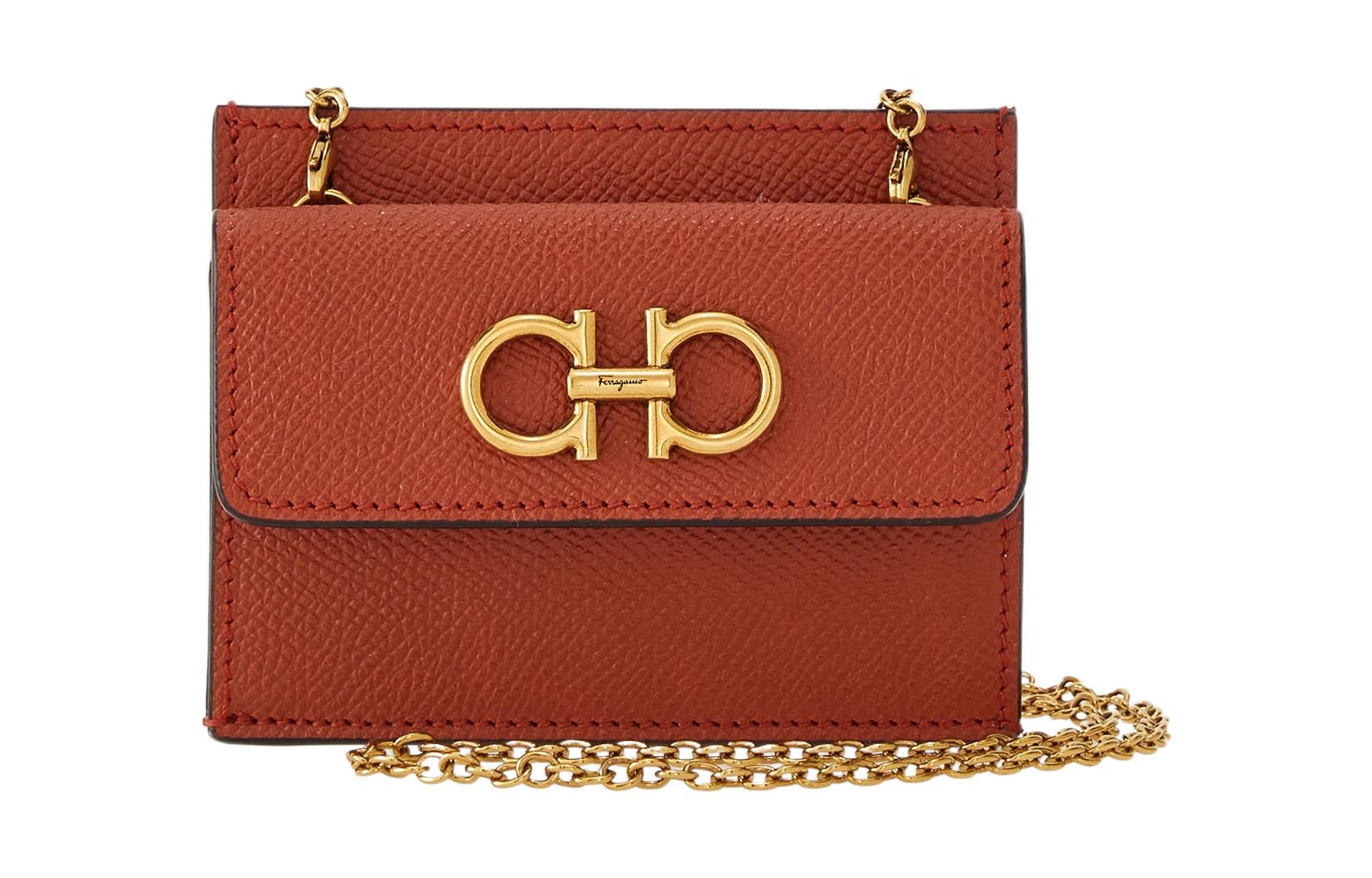 

Сумка через плечо из кожи коровы FERRAGAMO GANCINI, кардхолдер женский коричневый