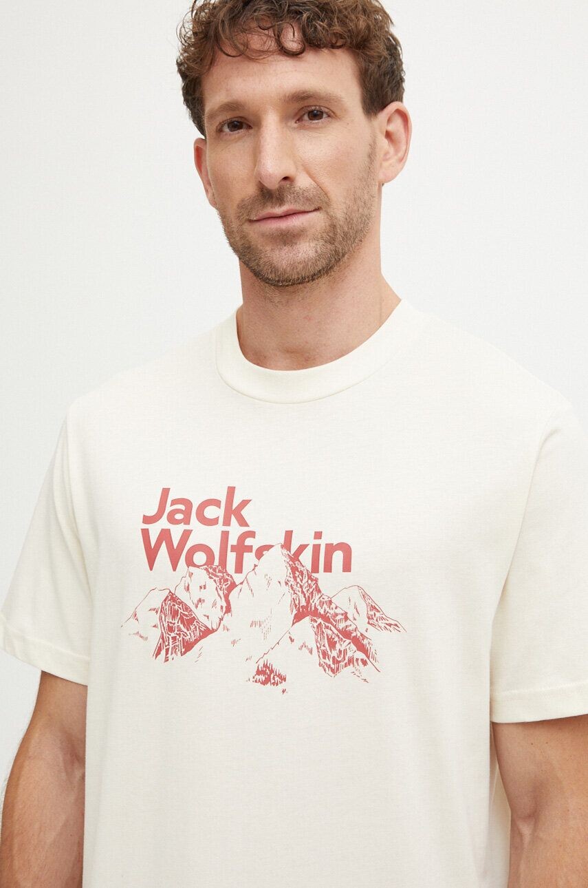 

Хлопковая футболка Jack Wolfskin Bergblick, бежевый