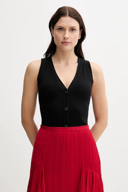 

Жилет с добавлением льна Sisley, черный