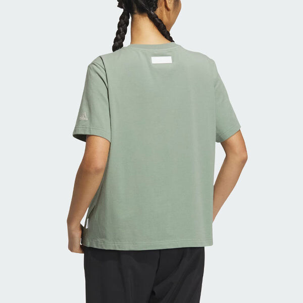 Футболка (WMNS) adidas Sportswear Three Stripes T-Shorts 'Green', зеленый — фото 2