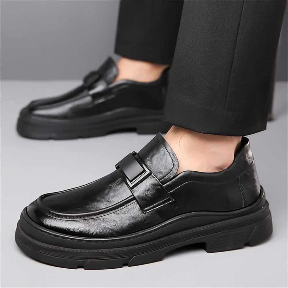 Мужские лоферы на платформе дышащие, Oxfords, Black SDKOLPBNMZX — фото 2
