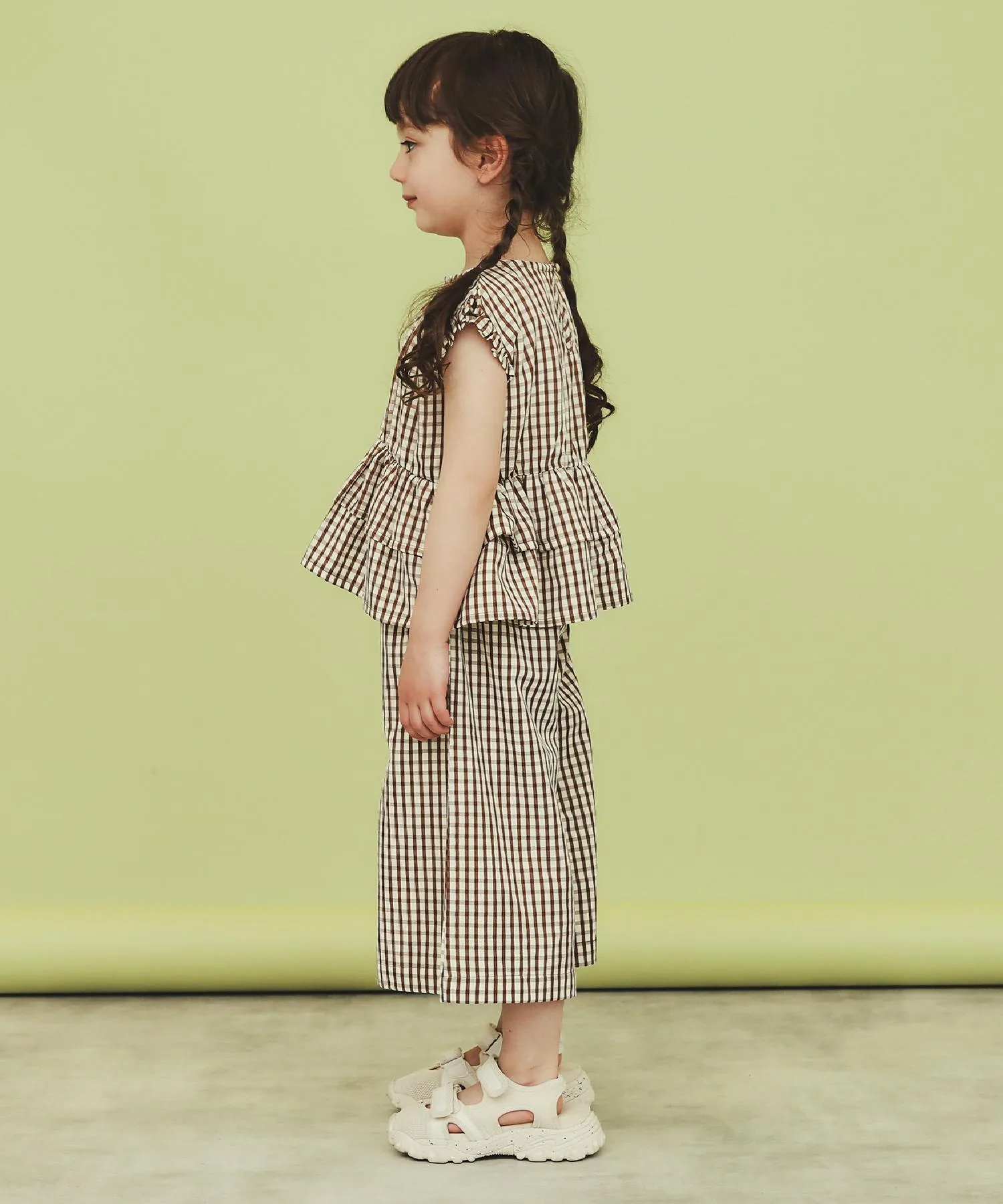 Штаны клетка широкие THE SHOP TK camel — фото 3