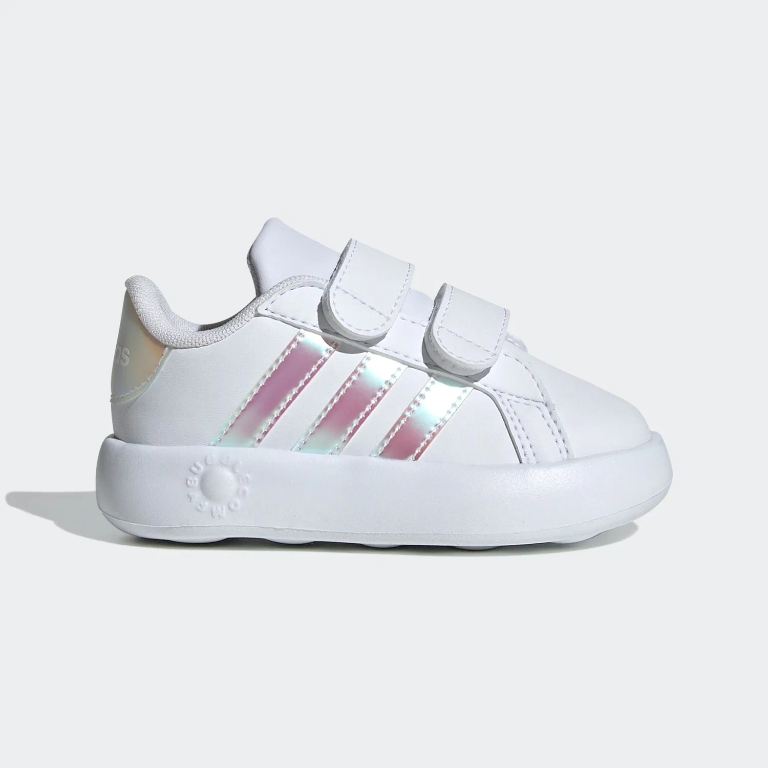 Детские кроссовки на липучках Grand Court 2.0 Adidas Sportswear, Cloud White/Iridescent/Grey Two — фото 3