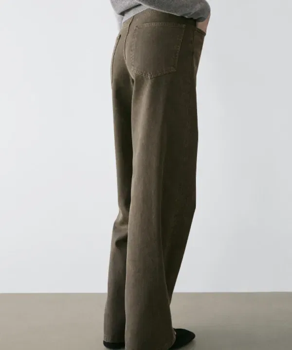 Широкие брюки из хлопка, Massimo Dutti, деним — фото 3