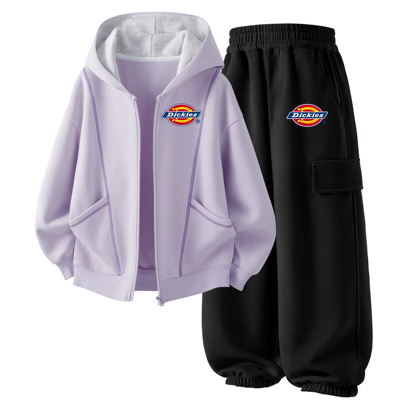 Детский спортивный комплект с принтом Dickies, Silicone Standard K Milk Taro Purple+Standard Thick K Black