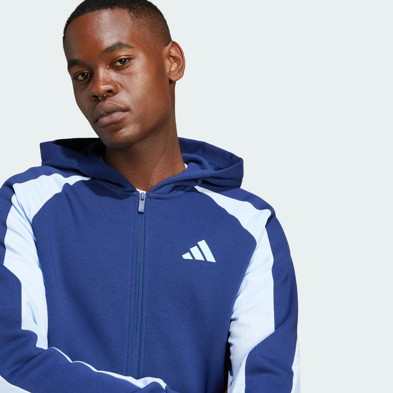 Мужской худи с цветовой блокировкой Seasonal Essentials adidas, Dark Blue — фото 3