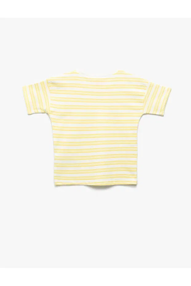 Детская футболка с коротким рукавом полосатая Koton, Ecru Striped — фото 2