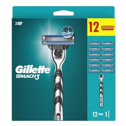 Бритвенный станок с 12 сменными лезвиями Gillette Mach3
