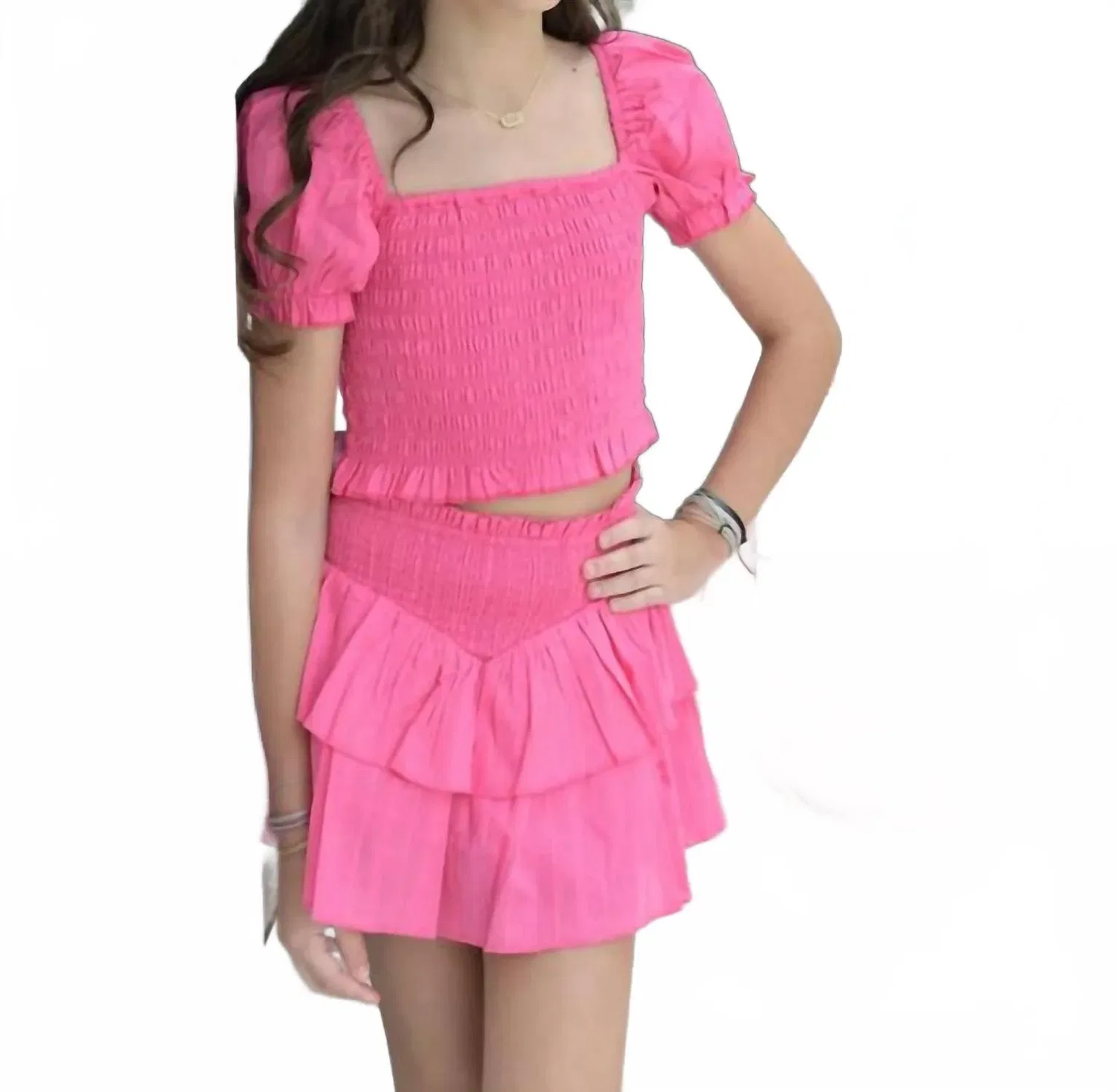 Детская юбка с оборками Brooke Skirt KatieJnyc, Neon Pink