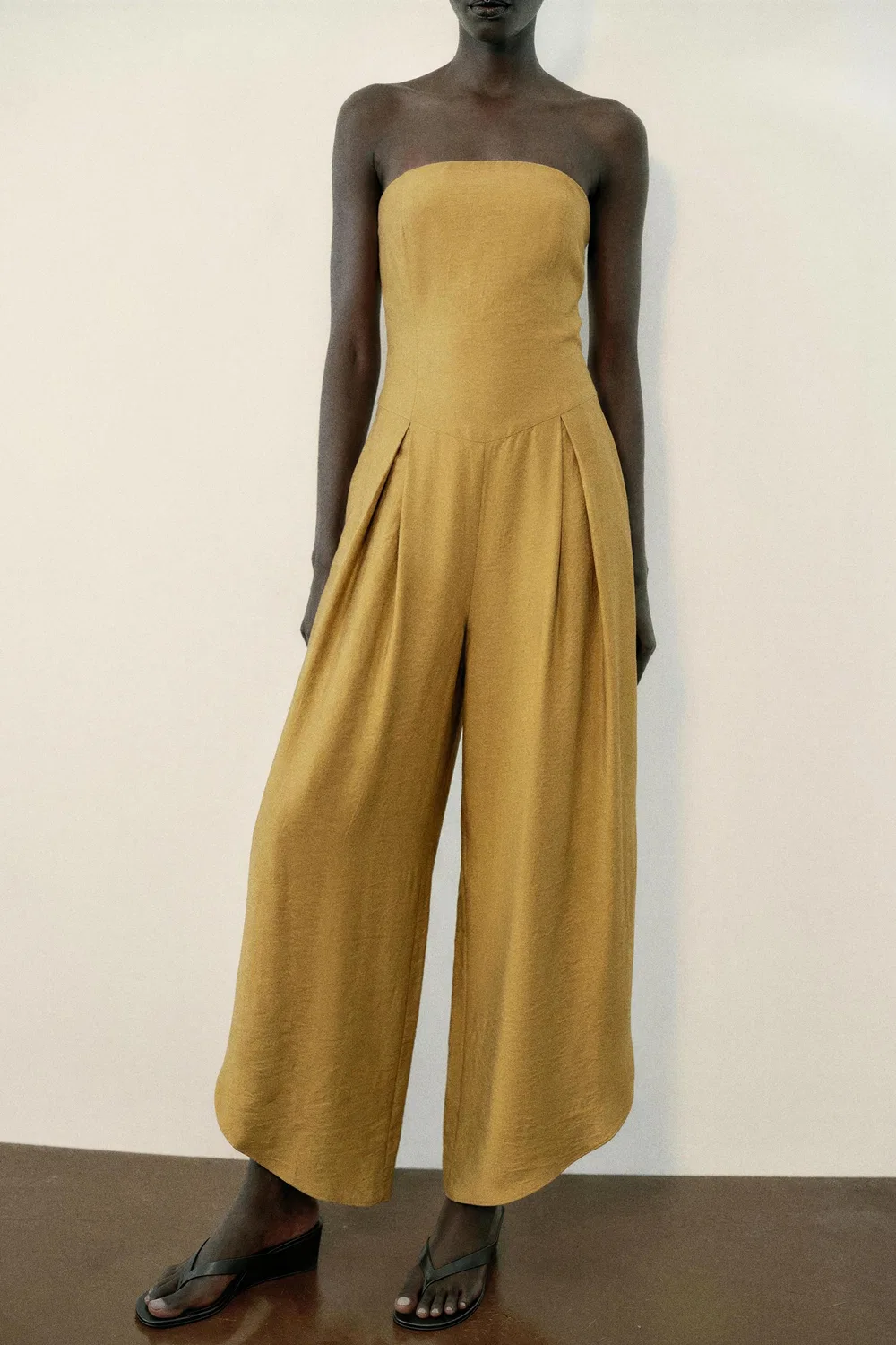 Комбинезон с асимметричным подолом ZARA, camel — фото 3