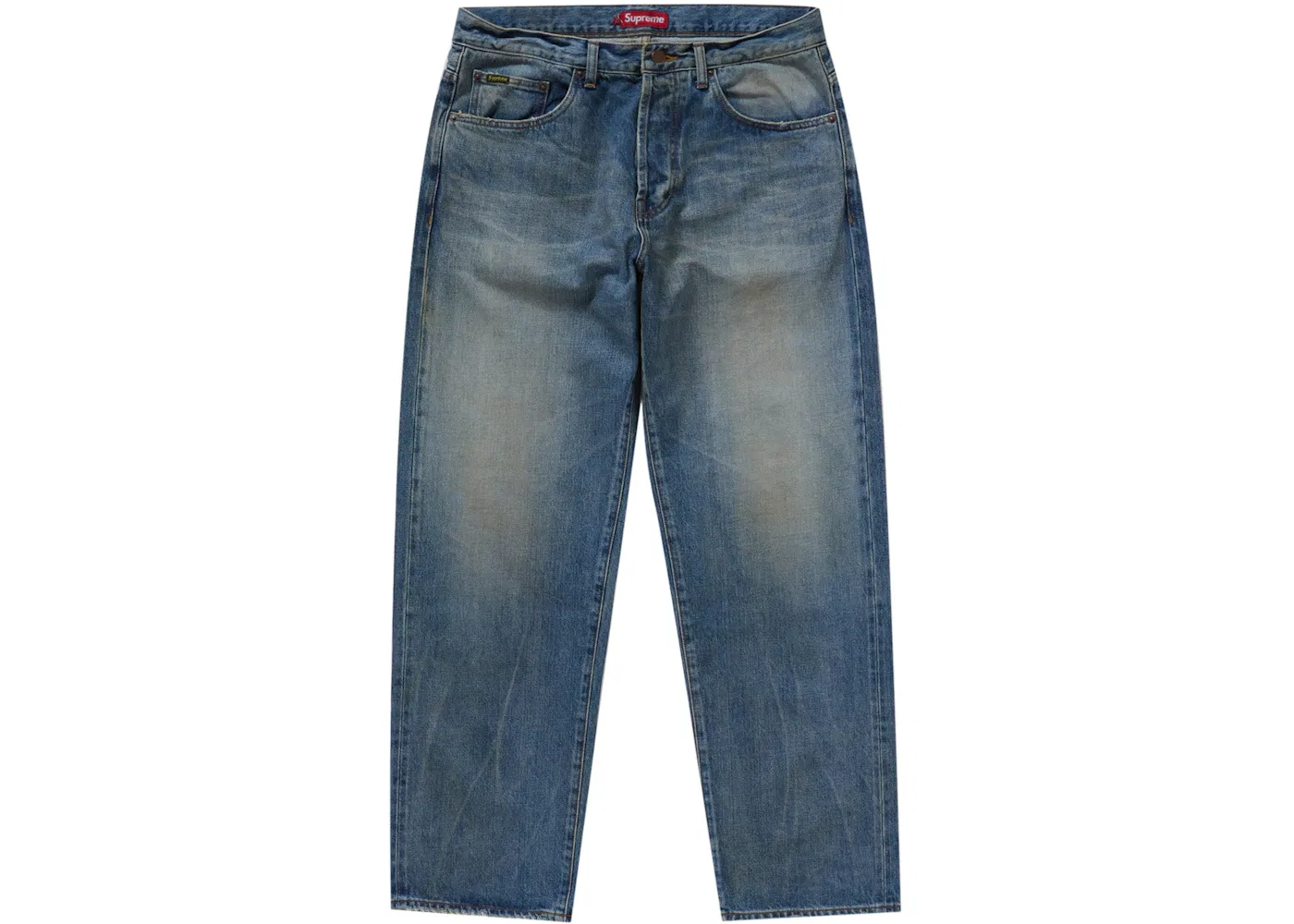 Мужские джинсы свободного кроя с потертостями Supreme Jean (FW24), Washed Indigo