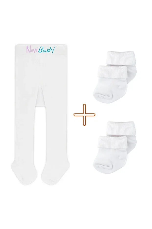 Детский комплект колготок и носок с мягкой эластичной конструкцией Novibaby, White