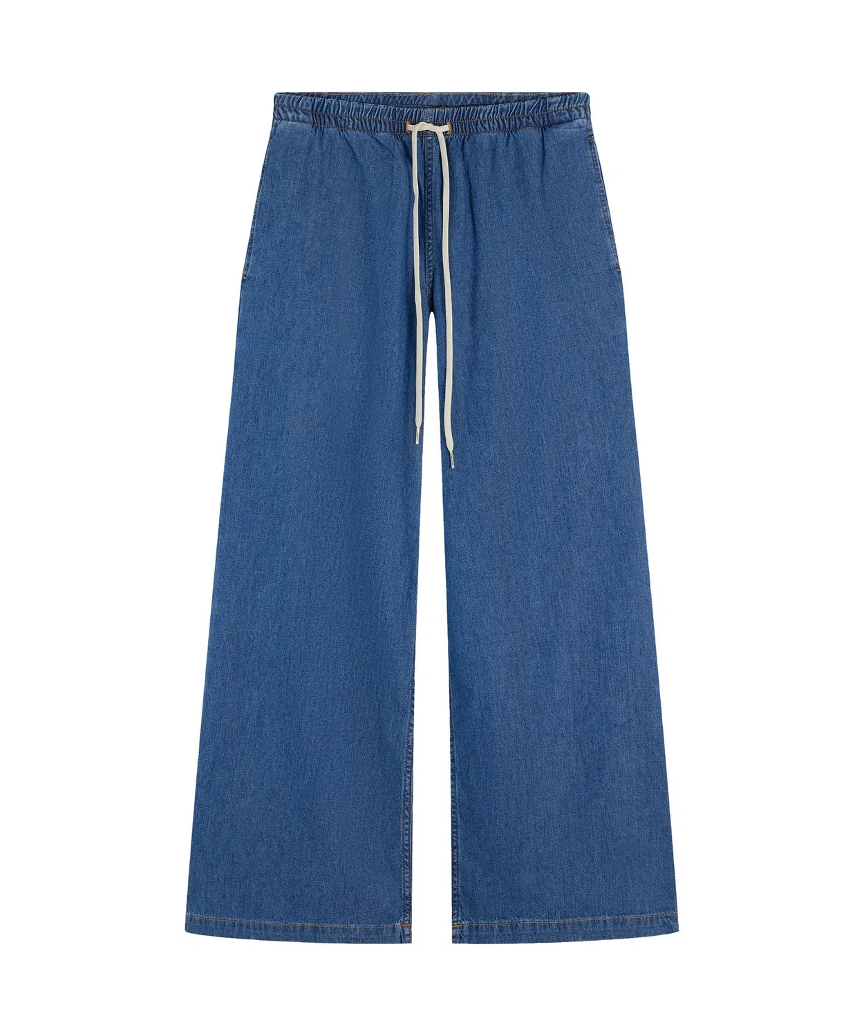Женские широкие джинсы с эластичным поясом TOMMY HILFIGER, Indigo Blue — фото 4