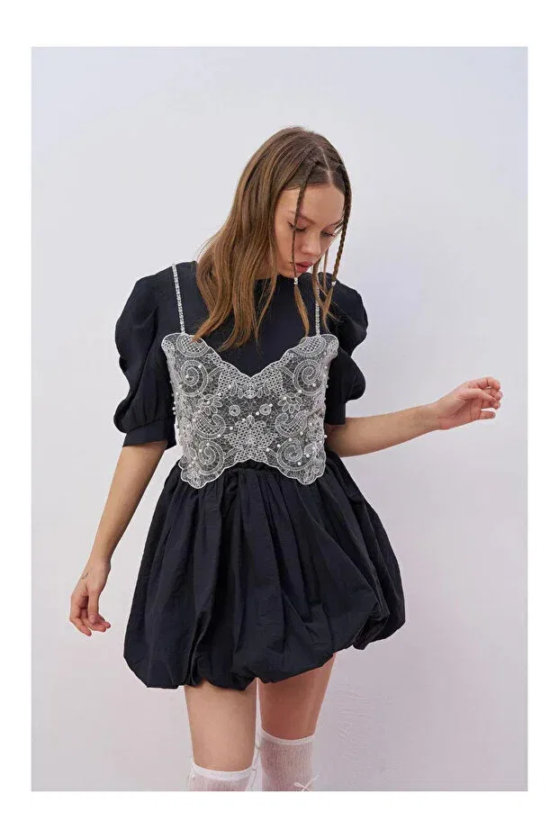 Детское кружевное боди-комбинезон для девочек My Lorin Kids Store, Black — фото 2