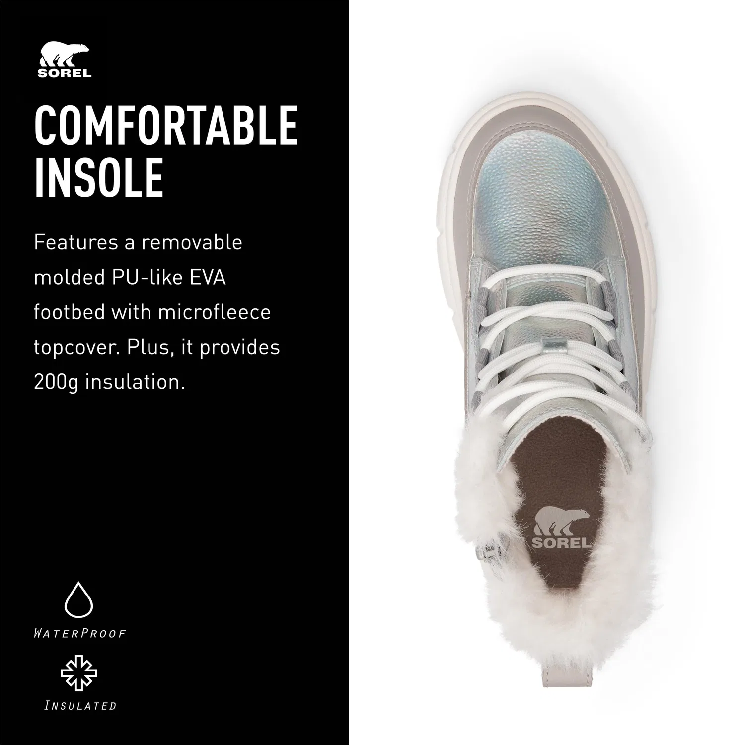 Детские ботинки для мальчиков водонепроницаемые Sorel Explorer Iii Lace Wp Sorel, Pure Silver Grey Chrome — фото 4