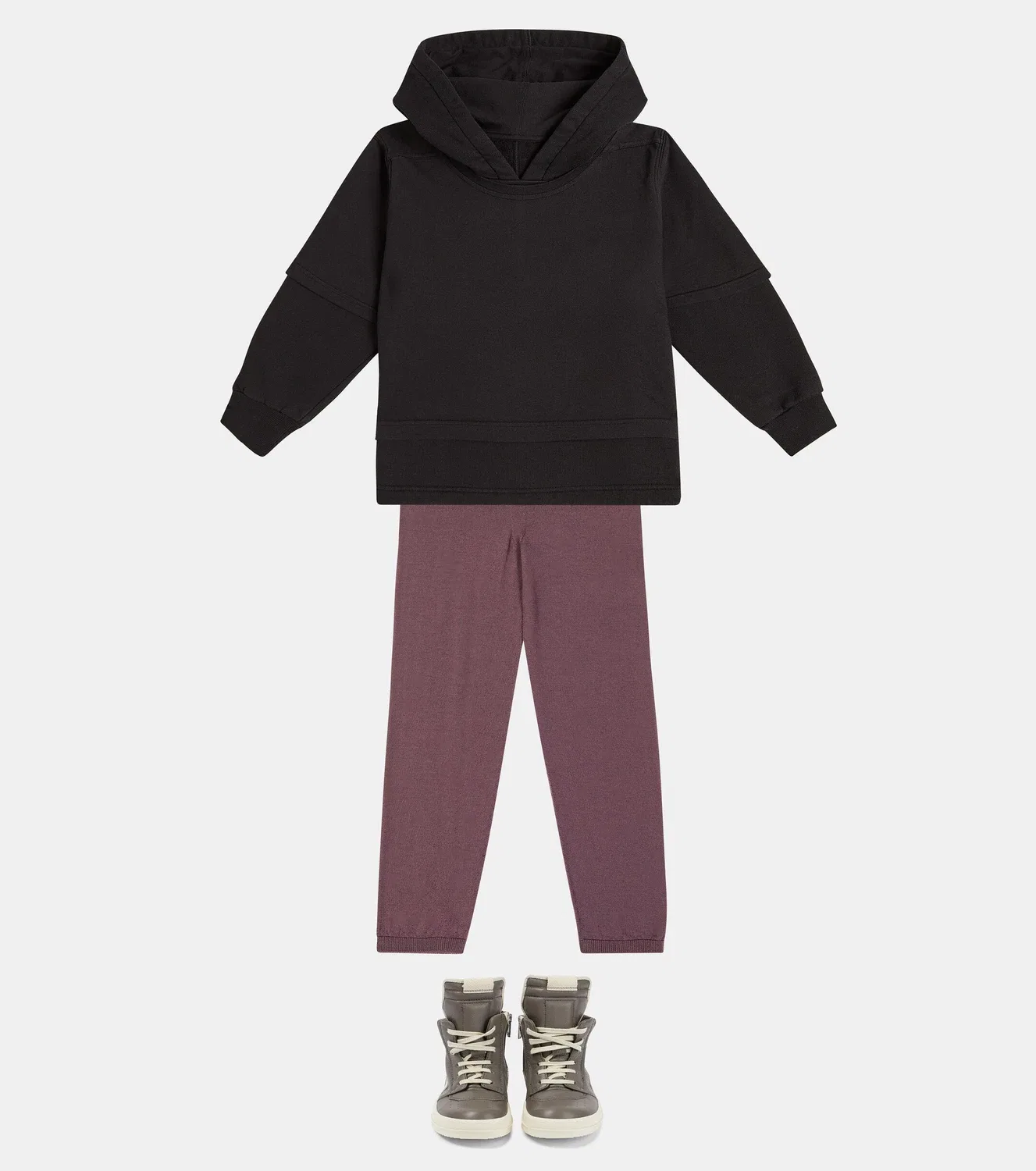 Леггинсы из смесовой шерсти Rick Owens Kids, бордовый — фото 2