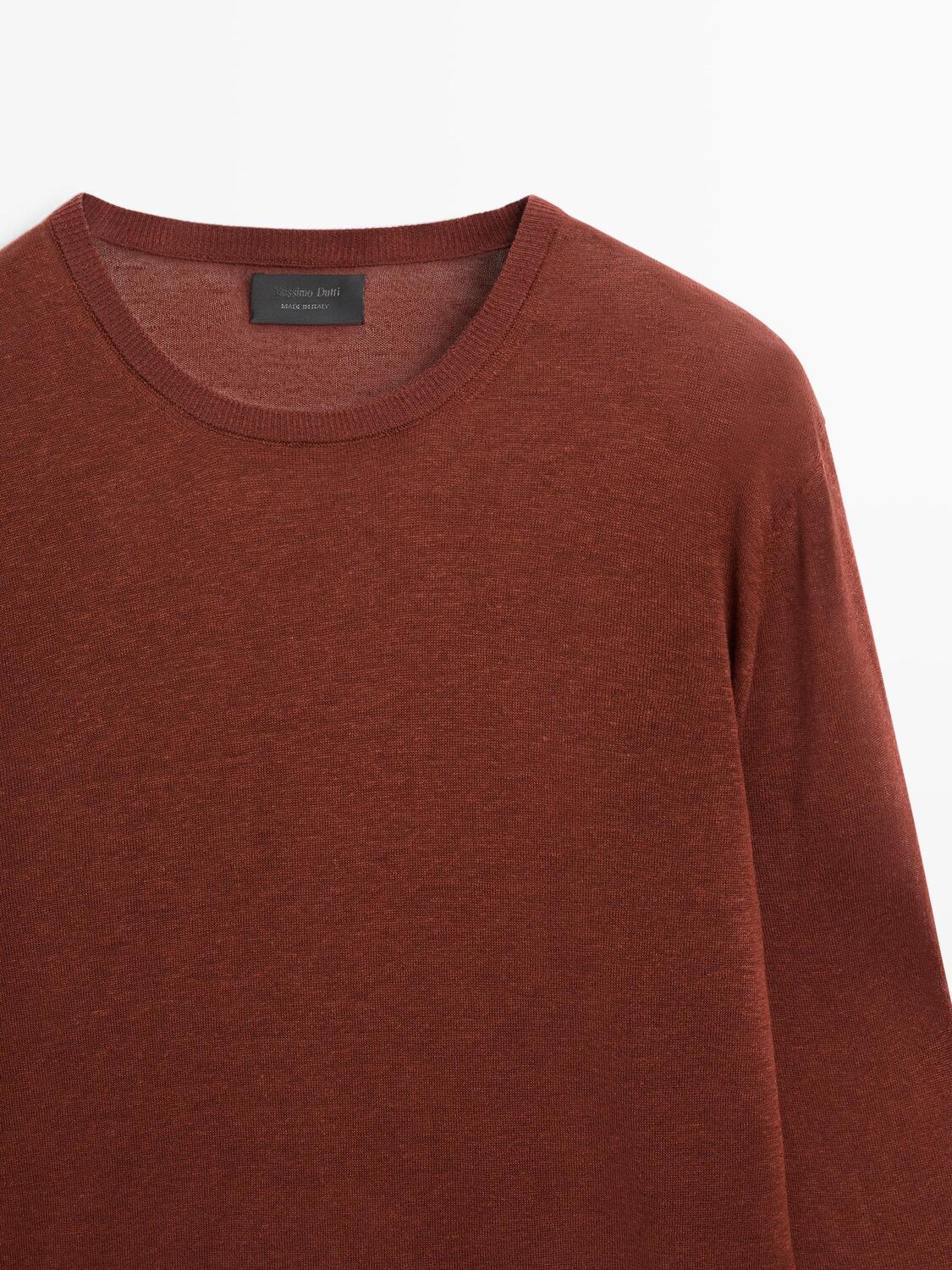 Джемпер Massimo Dutti Linen And Cashmere Knit Crew Neck, красный — фото 4
