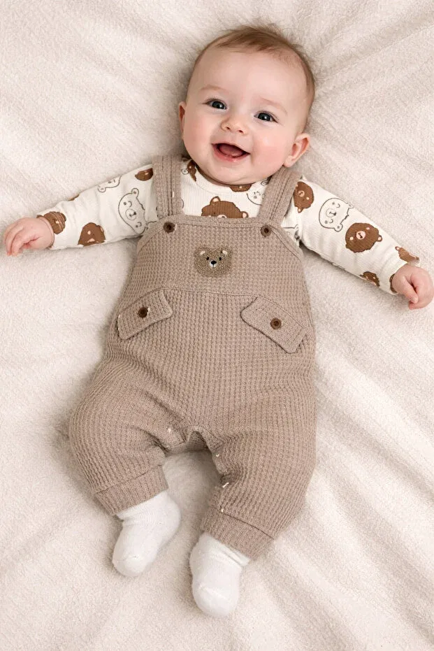Детский комбинезон с принтом Teddy Bear Mou&Kou, Brown