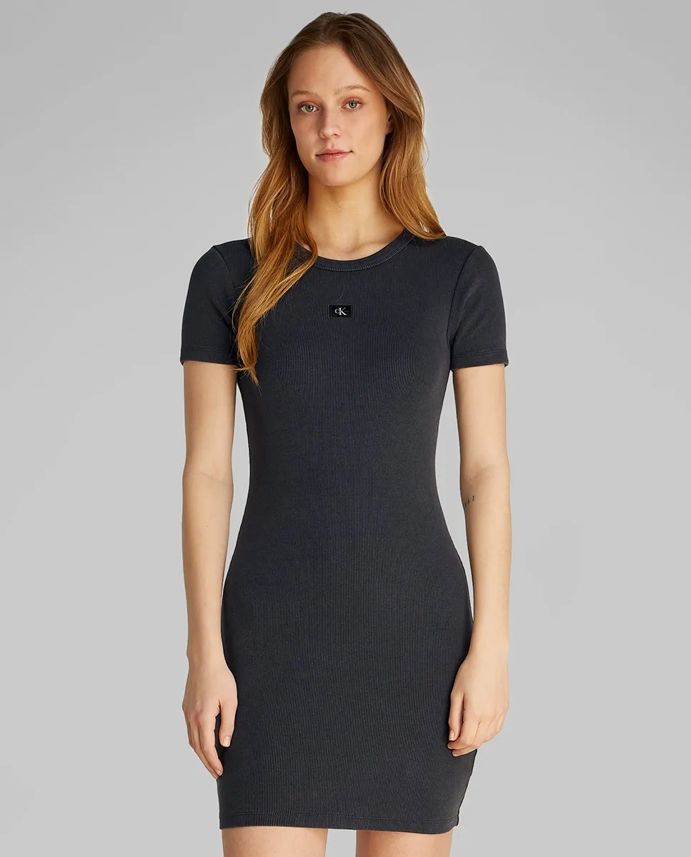 

Короткое женское платье с логотипом Calvin Klein Jeans, черный