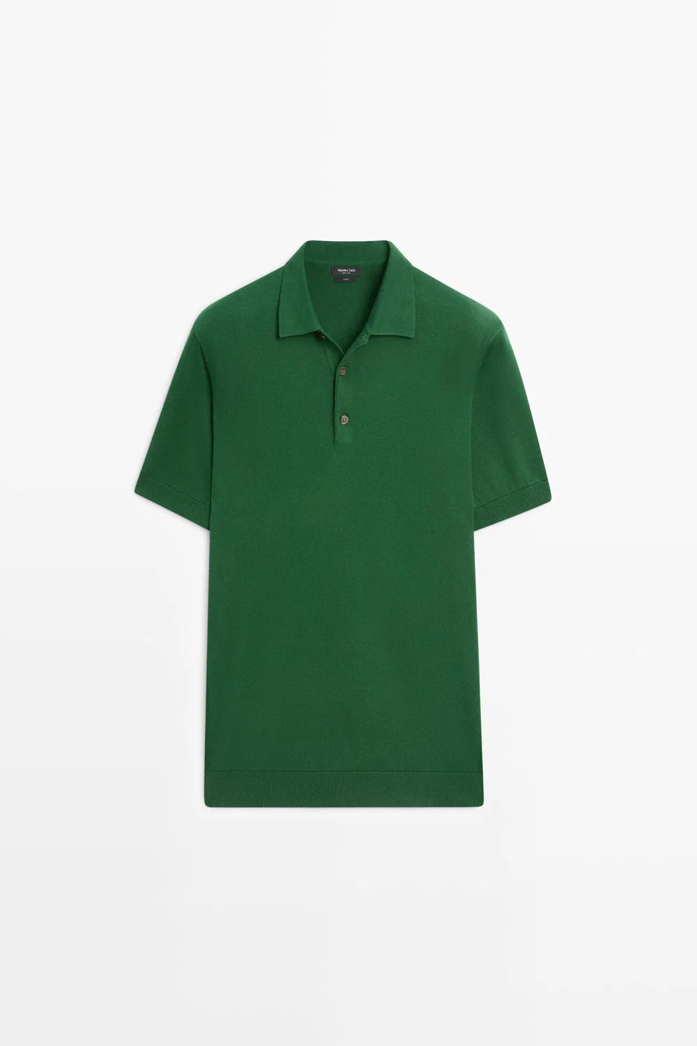 Поло Massimo Dutti 100% Cotton Knit, мохово-зеленый — фото 2