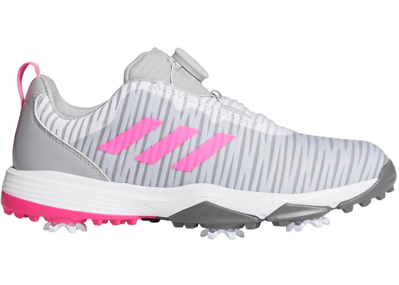Детские кроссовки для гольфа с системой BOA Adidas Codechaos BOA Golf, Grey Two/Screaming Pink/Grey Four