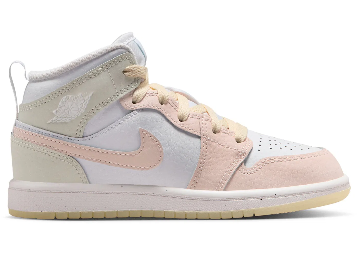 Детские кроссовки с принтом Jordan 1 Mid SE Jordan, Sail/Sea Glass/Glacier Blue/Guava Ice