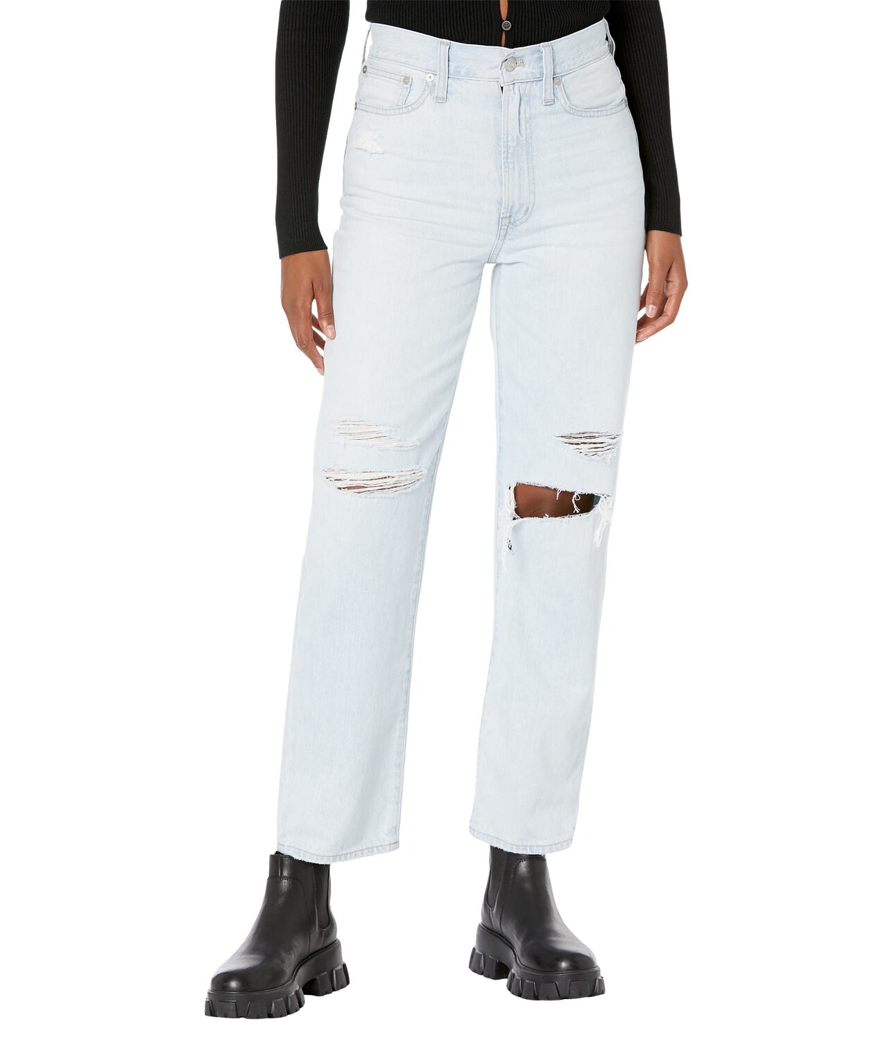 

Джинсы Madewell, The Perfect Vintage Straight Jean in Pearse Wash: Destructed Edition