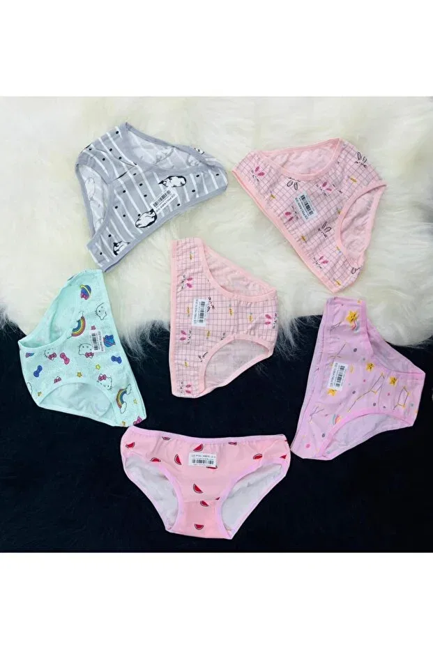 Детские трусы для девочек хлопковые комплект 6 шт Poli Underwear, Penguin Mix