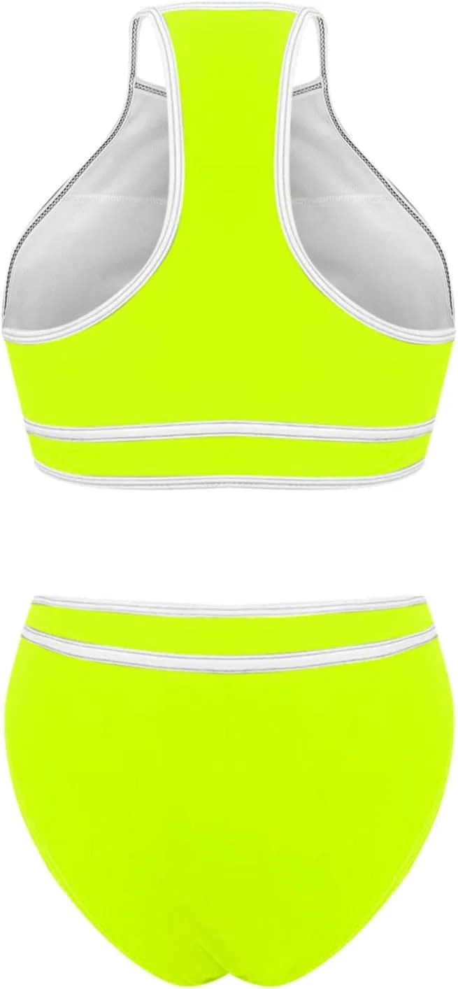 Женский бикини-сет с высокой талией Colorblock, Yellow — фото 4
