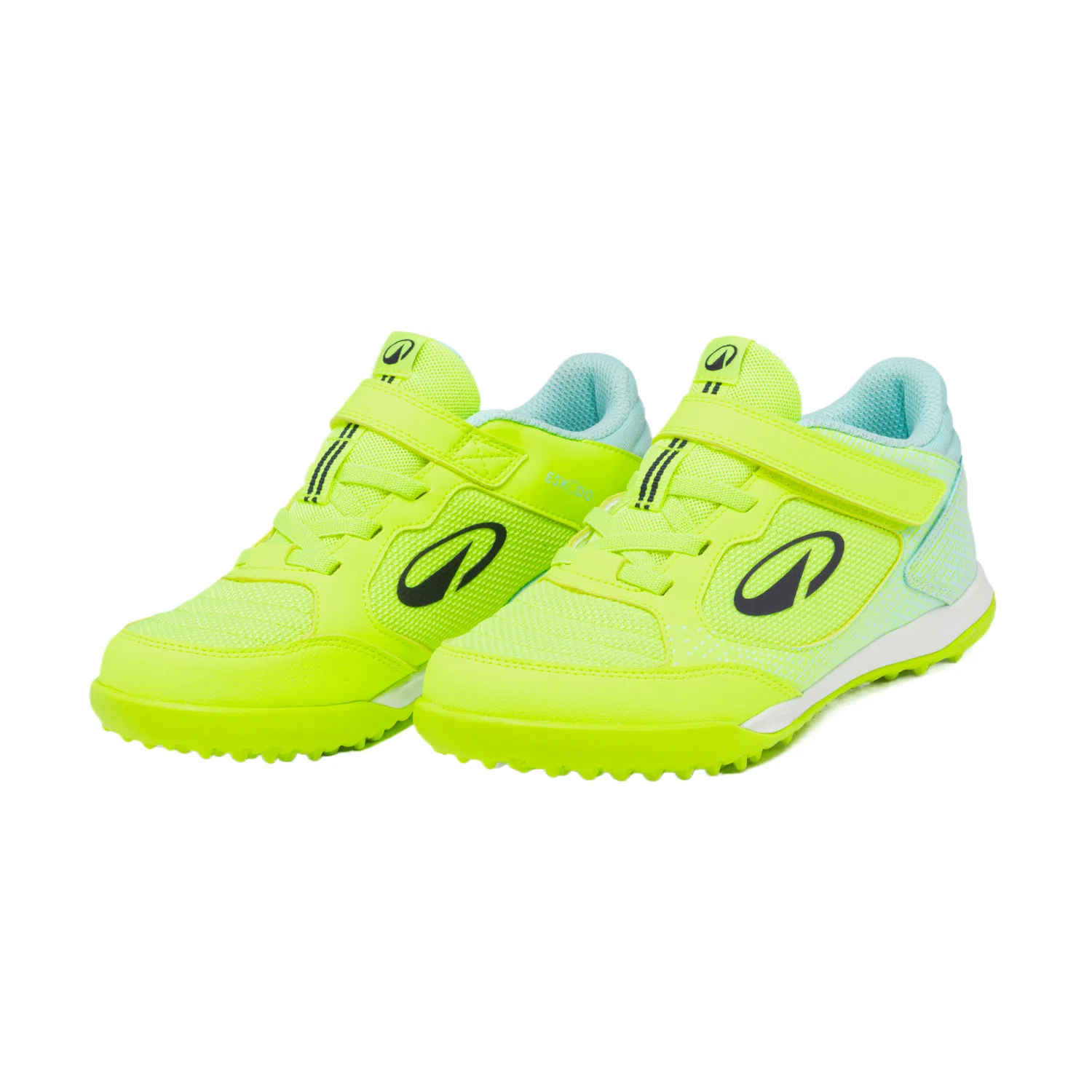 Детские футбольные бутсы дышащие DECATHLON, Neon Yellow/Ice Blue — фото 4