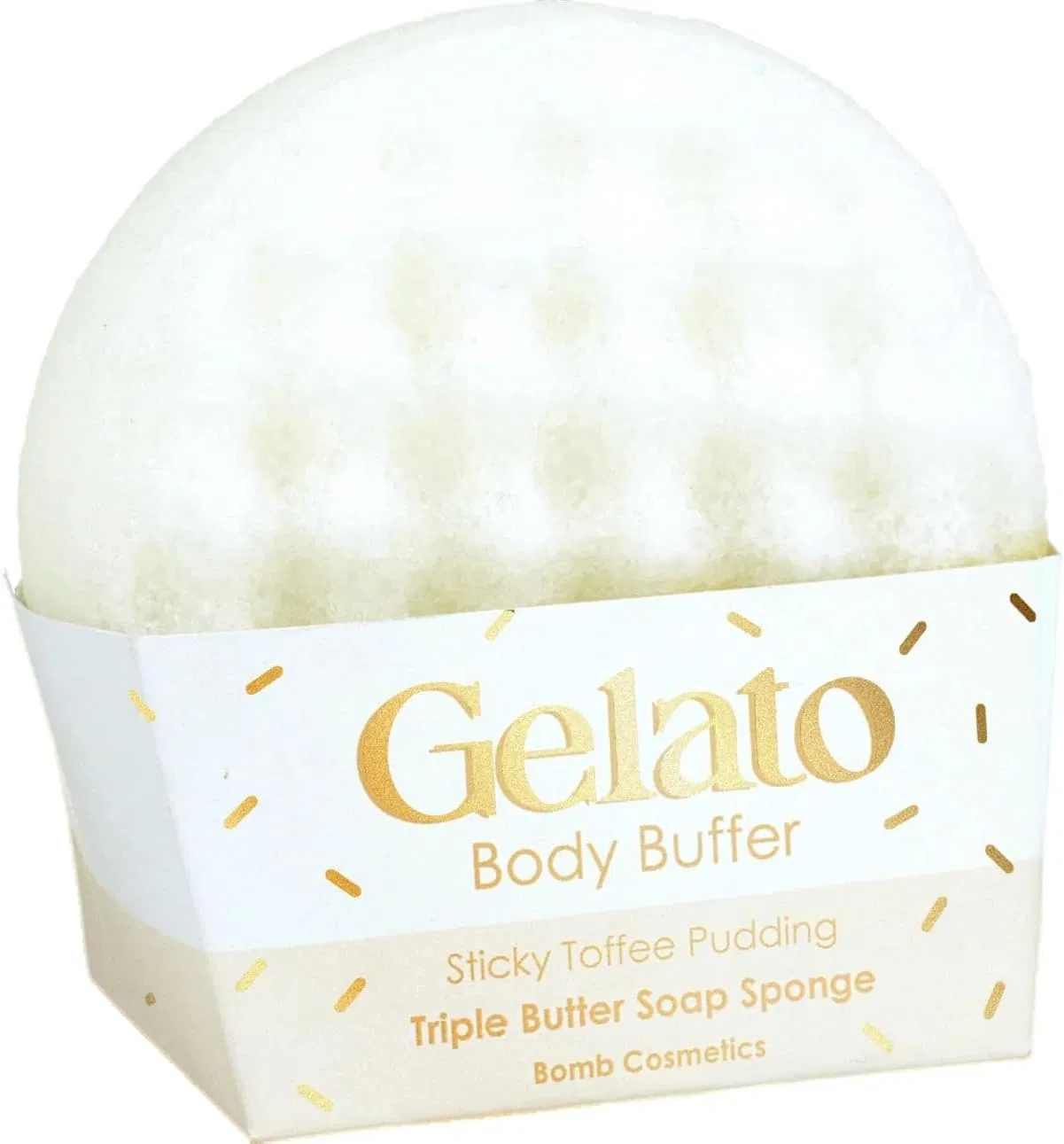 Тройной масляный скраб-губка для тела Sticky Toffee Pudding, Bomb Cosmetics, 230 г, White